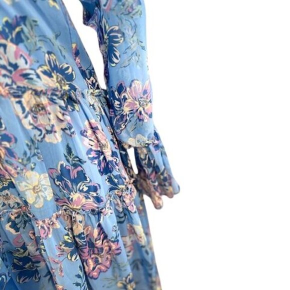 Steve Madden Blue Sol Floral Hi-Low Long Sleeve Maxi Dress โ Size Small โ NWT - Picture 4 of 10